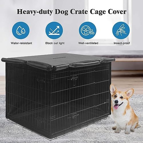 Deblue Grey 36 inches Dog Crate Cover, Heavy Duty Polyester Pet Kennel Covers - Image 6