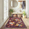 Purple Floral Area Rug 3x5 for Bedroom Entryway by WelcometoBabovid