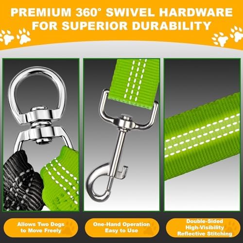 Double Dog Leash for Two Dogs, Professional No Tangle 360° Swivel Coupler - Image 3