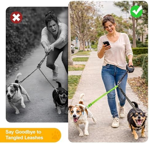 Double Dog Leash for Two Dogs, Professional No Tangle 360° Swivel Coupler - Image 4