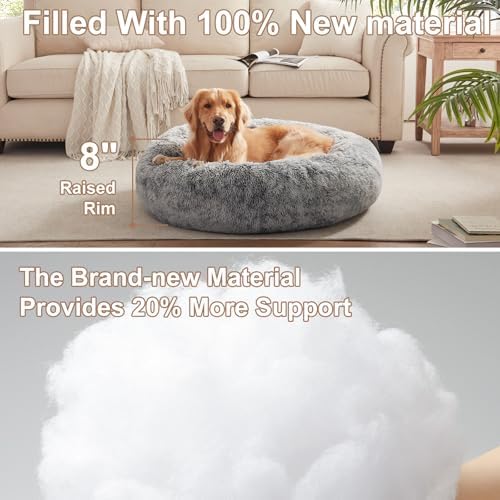 36 inches Faux Fur Fluffy Donut Dog Bed - Image 3