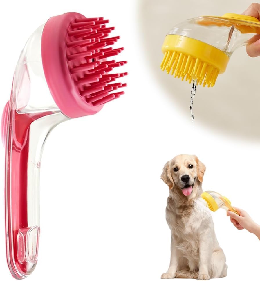 Pet Bath Brush with Shampoo Dispenser, 2026 New Dog Bath Brush Soft Silicone by Unknown