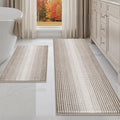 BBSICPRO Bathroom Rugs Sets 2 Piece, Non Slip Boho Bath Mats, Light Taupe by BSICPRO