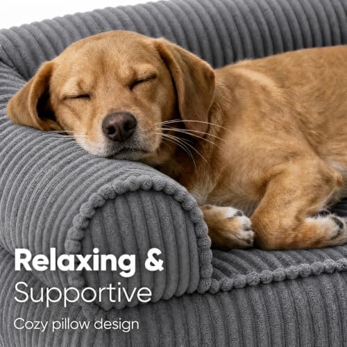 FUKUMARU Dog Couch Bed, Corduroy Cozy Cat Bed, Waterproof, Washable Cover - Image 2