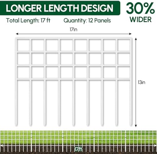 17ft x 13in Garden Fence Animal Barrier, 12 Panels No Dig Fence Panels - Image 2
