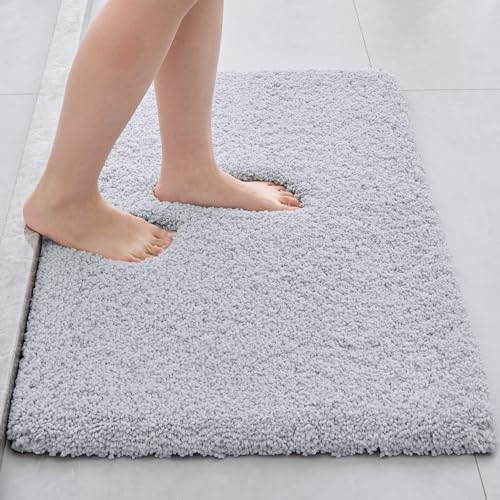 Disolla Silver Grey Bathroom Rugs 17x24, Non-Slip Plush Small Bath Mat by Disolla
