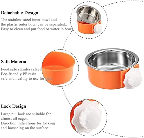 Dog Crate Bowl, Hanging Stainless Steel Removable Pet Crate Water & Food Bowls - Image 3