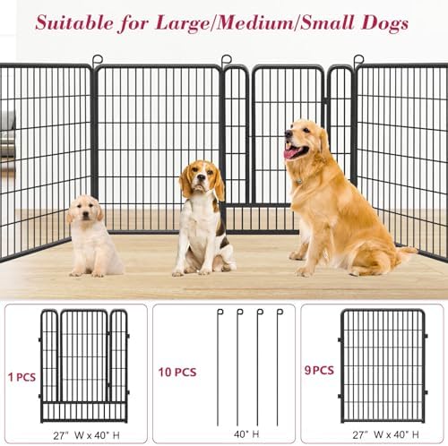 Dog Playpen Outdoor, 40 inch 10 Panels Heavy Duty Dog Fence - Image 2