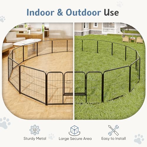 DUMOS Dog Playpen 40 Inch 40 Panels Indoor Outdoor Metal Pet Fence - Image 4