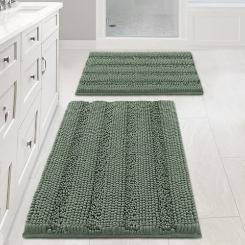 H.VERSAILTEX Bath Mat Set, 2 Piece Bath Mats Non Slip Thick Soft Chenille by HVERSAILTEX