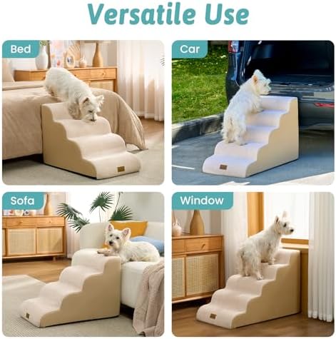 COZY KISS Wide Dog Stair for Small Dog 22.6" H, 5 Step Pet Ramp for Bed - Image 5