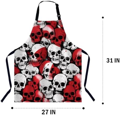 Skull and Blood Pattern Apron Adjustable Neck Bib Apron - Image 2
