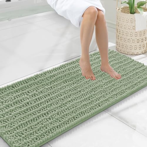 Smiry Bathroom Rugs 47X20, Extra Soft Rubber Backing Chenille Bath Mats by Smiry