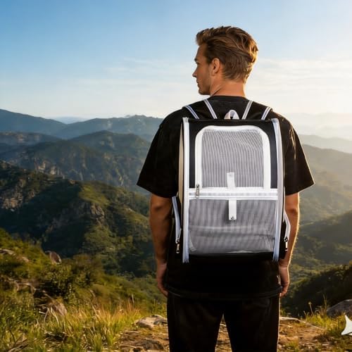Cat Dog Backpack 12.6"×11.4"×16.5" Large Breathable Pet Bag Carrier - Image 6