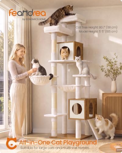 Feandrea Tall Cat Tree, 8-Tier Wood Tower - Image 2