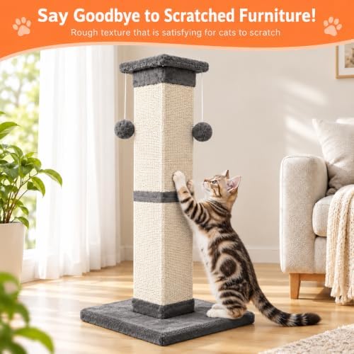 Cat Scratching Post 33 Inch Nature Sisal Scratch Post - Image 3