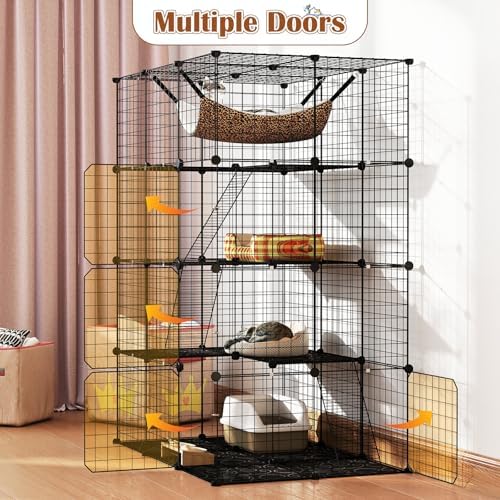 Tangkula Cat Cages Indoor, 3 Ladders, Detachable Metal Wire Kennel - Image 3