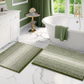 BSICPRO Bathroom Rugs Sets 2 Piece, Non Slip Striped Bath Mats by BSICPRO