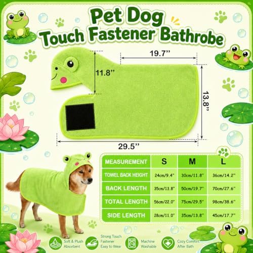 Cuffbow Frog Hooded Dog Bath Towel Robe - Image 2