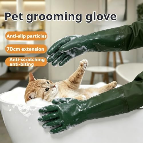 YOFANG 27.2" Long Sleeve Pet Grooming Bathing Gloves Anti-Scratch - Image 2