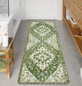 Uphome Boho Retro Large Bathroom Rugs Sage Green Non-Slip Soft Bedroom Runner by Uphome
