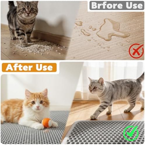 Cat Litter Mat 46"x26", Double Layer Waterproof Litterbox Mat - Image 3
