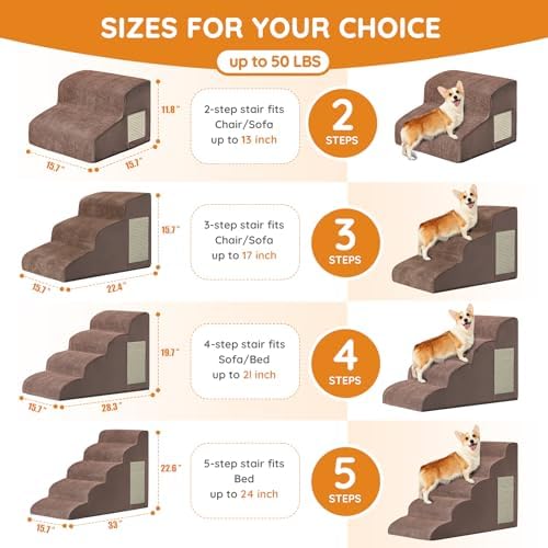 Ahpmeoa Dog Stairs for Small Dogs 11.8" H, Dog Ramp for Bed - Image 2