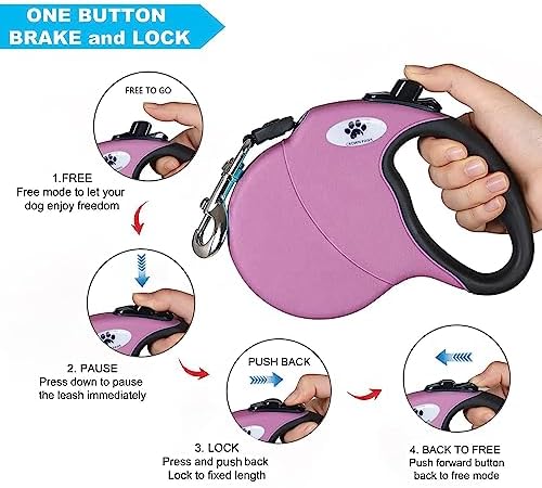 13 ft Retractable Dog Leash for Large Dogs up to 26 lbs, Tangle-Free Nylon Tape - Image 3