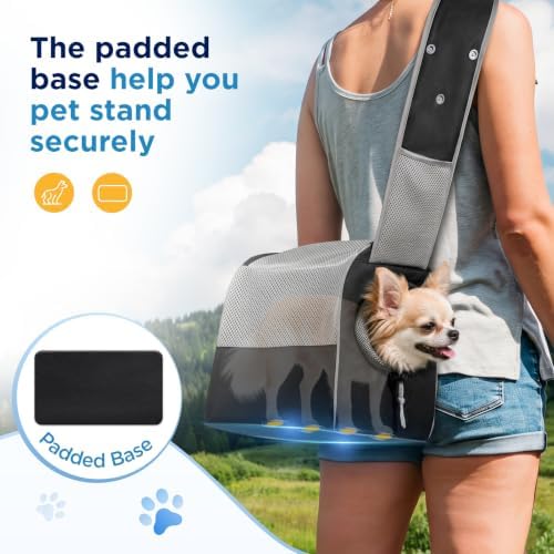BONTHEE Dog Sling Carrier for Small Dogs 6-10 lbs Adjustable Shoulder-Black - Image 6