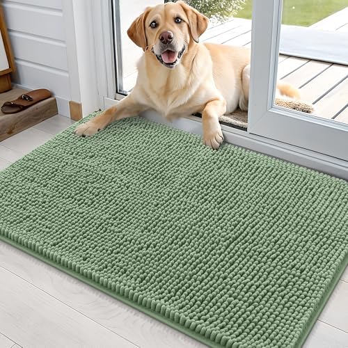 OLANLY Dog Door Mat for Muddy Paws 35x24, Super Absorbent Chenille Mud Mat by OLANLY