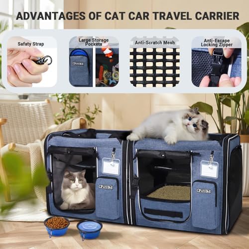 Petskd 2 in 1 Double Cat Car Travel Carrier - Image 6