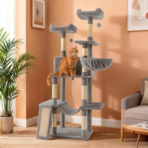 Multi-Level Cat Tree for Large Cats, 63 Inches Heavy Duty Cat Tree for Indoor - Image 4