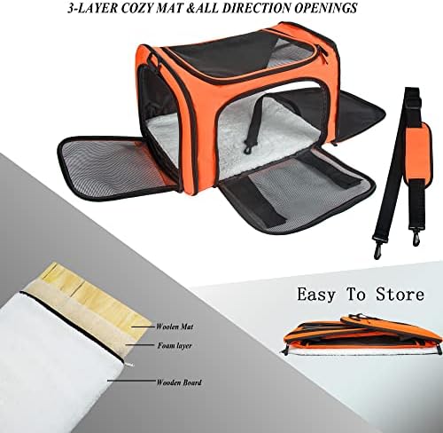 Soft Sided Carrier for Small Medium Cats Dogs, TSA Airline Approved Collapsible - Image 2