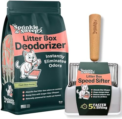 Sprinkle & Sweep: Litter Box Deodorizer Duo - 8oz Bag & Speed Sifter - by SprinkleSweep