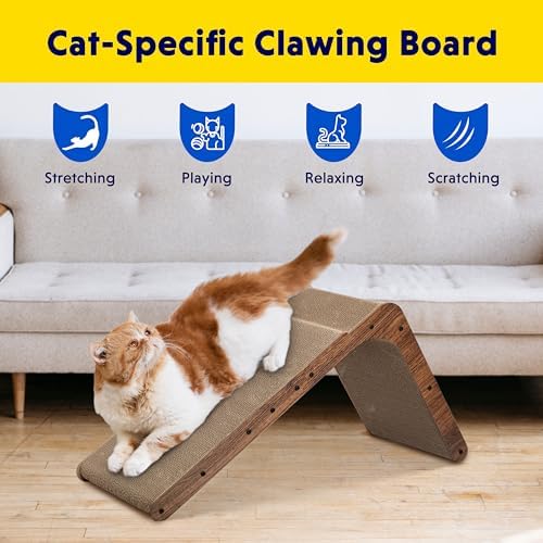 Cat Scratcher with Cat Toys Ball Track, Build-in Ball, L-Shaped Scratcher - Image 6