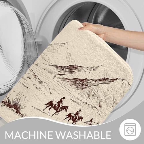 Cowboys Bath Rugs Wild West Desert Lanscape Silhouette Bathroom Mat Soft Plush - Image 7