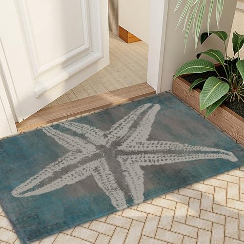 Giwawa Vintage Starfish Bath Rug Coastal Beachy Nautical Bathtub Mat Extra Soft - Image 7