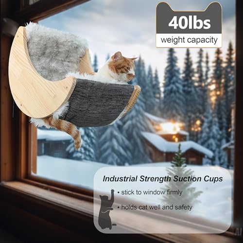 HAPYKITYS Cat Window Perch, Plywood Moon Bed - Image 5