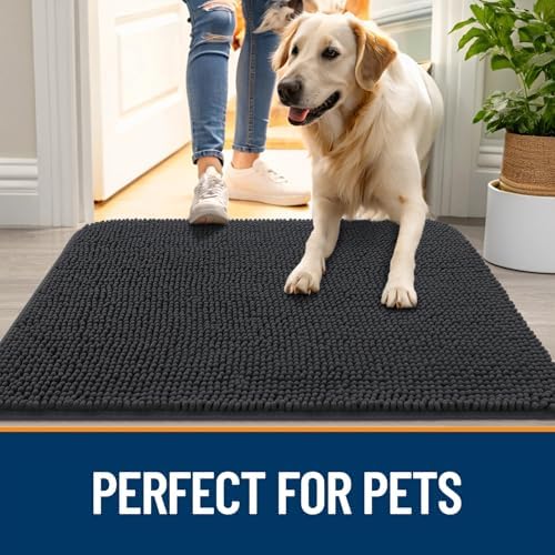 OLANLY Dog Door Mat for Muddy Paws 36x24, Super Absorbent Chenille Mud Mat - Image 6