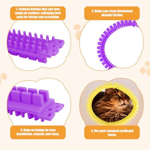 Cat Self Groomer Arch for Cardboard Boxes, DIY Tunnel Self-Grooming Brush Hole - Image 3