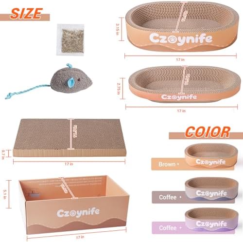 3PCS Cat Scratcher Cardboard, Oval Cat Scratch Pad Bowl Nest - Image 3