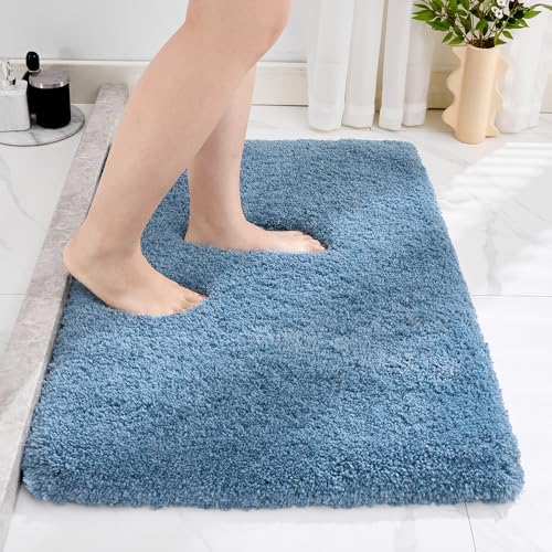 Disolla Blue Bathroom Rugs 20x32, Non-Slip Plush Thick Bath Mat by Disolla