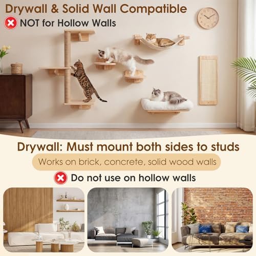6-in-1 Cat Wall Shelves for Large Cats, Wall Mounted Climber - Image 7