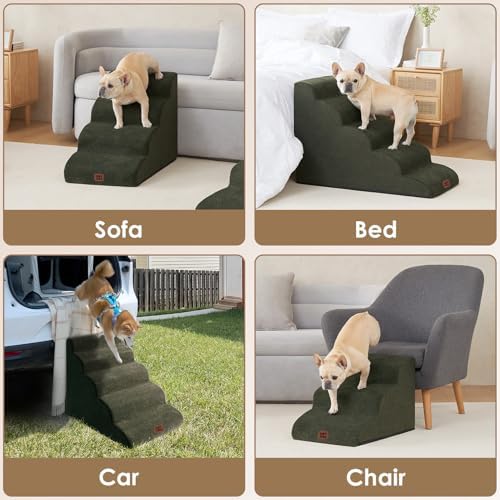 EHEYCIGA Curved Dog Stairs Ramp, 3-Step Dog Steps, 15.7" H Pet Step - Image 7