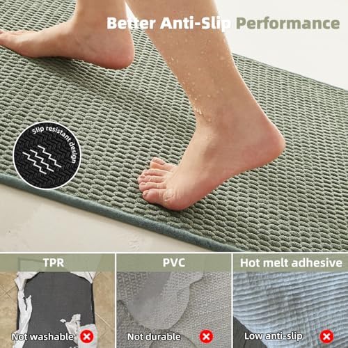 TYUU Bathroom Rugs Non Slip Washable, Super Absorbent Thin Bath Mat Quick Dry - Image 4