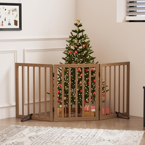 Dog Gates for Doorways, Freestanding Dog Gate Indoor, Foldable Pet Gates for by Algherohein