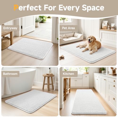 Ophanie White Toilet Rugs U-Shaped 24x20, Soft Chenille Contour Bath Mat - Image 7