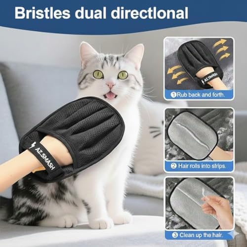 Pet Hair Removal Glove for Dog and Cat Hair, Reusable Electrostatic Hair - Image 2