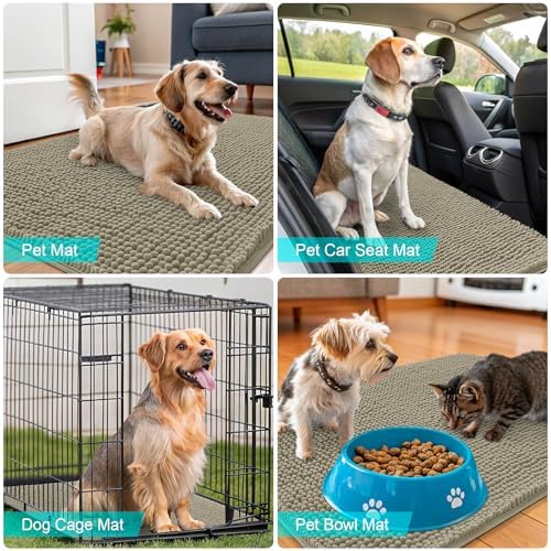 OLANLY Dog Door Mat for Muddy Paws 47x24, Super Absorbent Chenille Mud Mat - Image 7