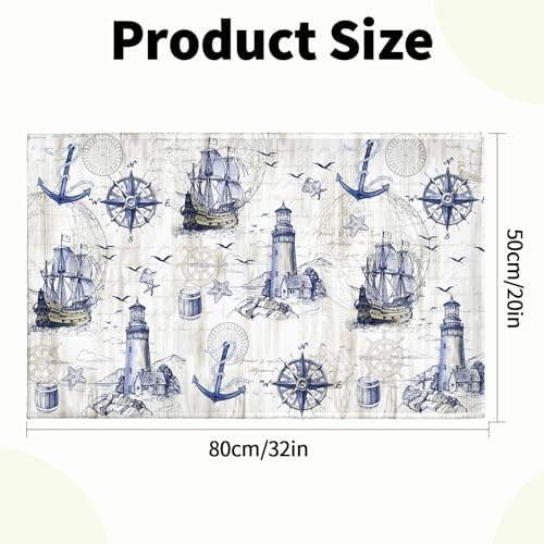 Giwawa Nautical Anchor Bath Rug Sailboat Lighthouse Soft Doormat Non Slip - Image 3
